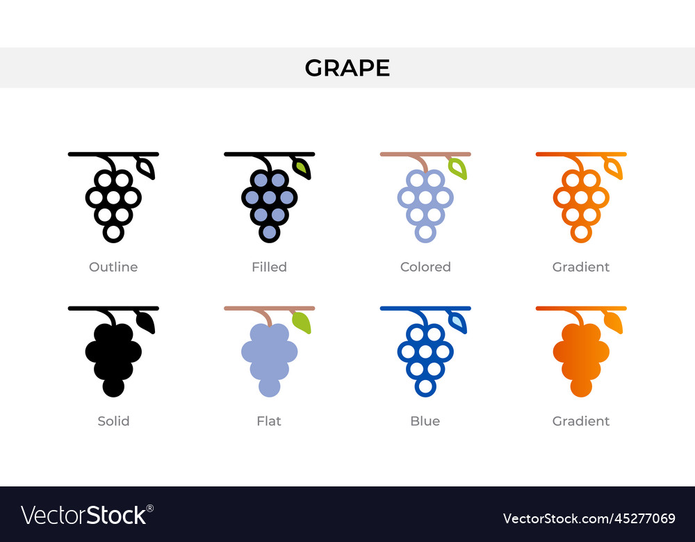 Grape icon in different style icons vector image Grape icon in different style icons