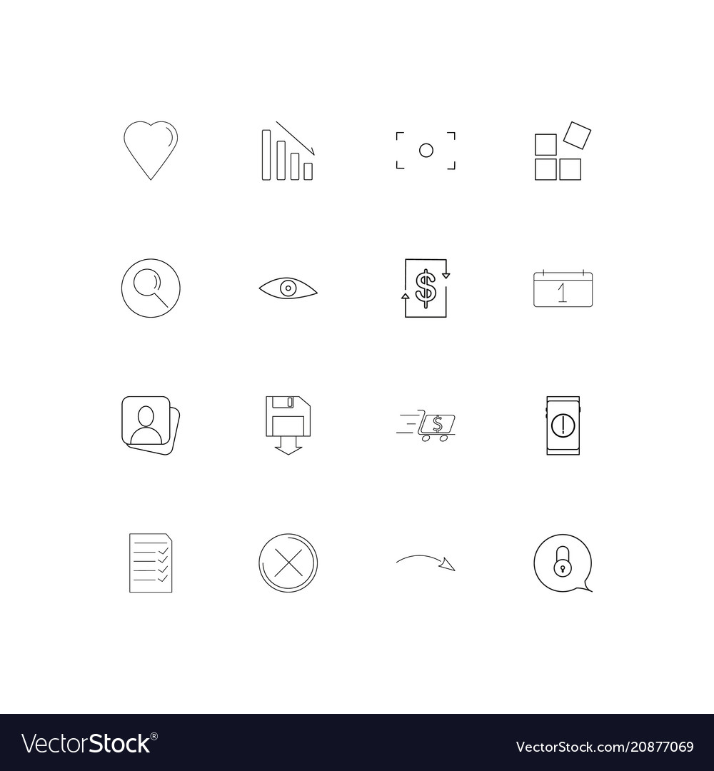 Interface linear thin icons set outlined simple