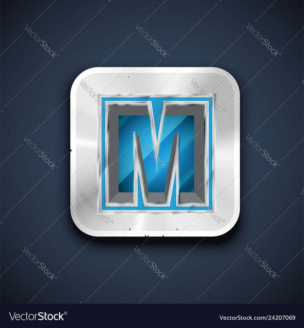 Metallic Font Character - Silver & Blue