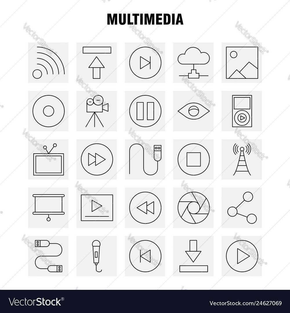 Multimedia line icon for web print and mobile vector image Multimedia line icon for web print and mobile