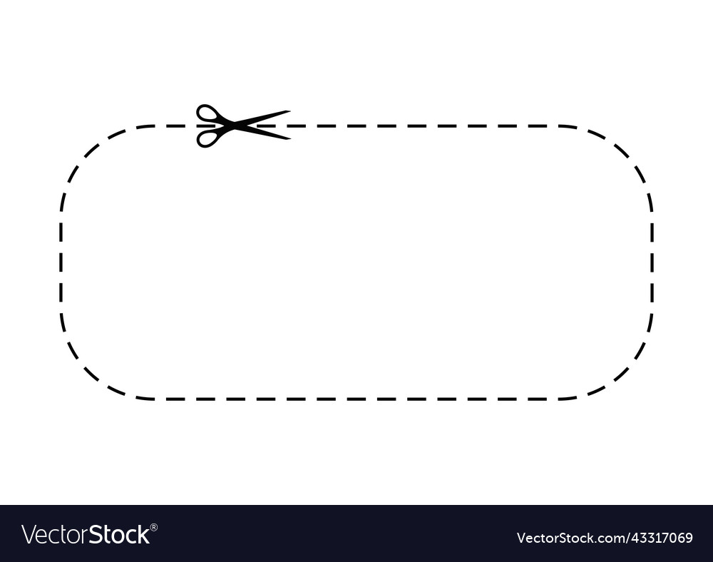Scissors cut dotted line voucher with dash icon