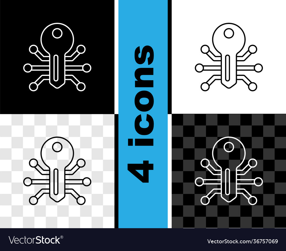 Set line smart key icon isolated on black vector image Set line smart key icon isolated on black