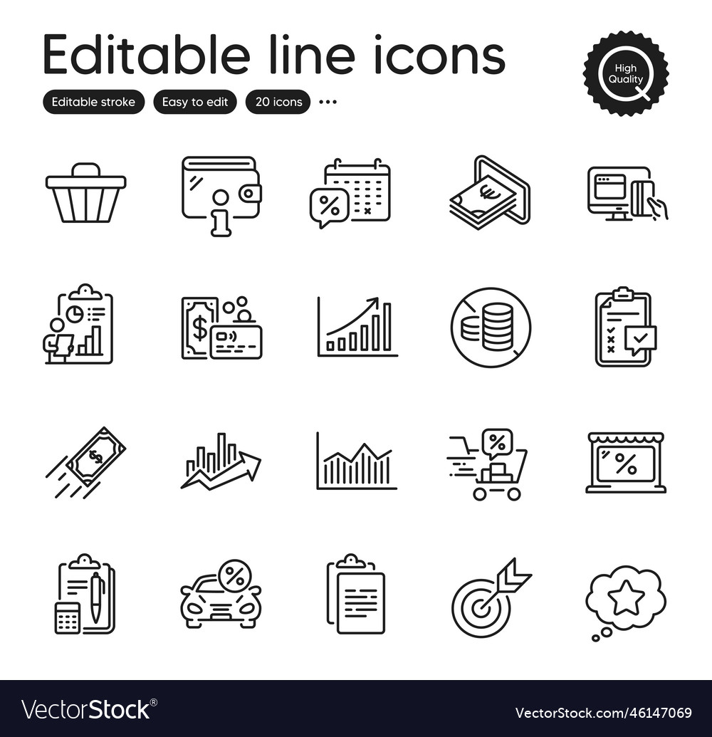 Set of finance outline icons contains