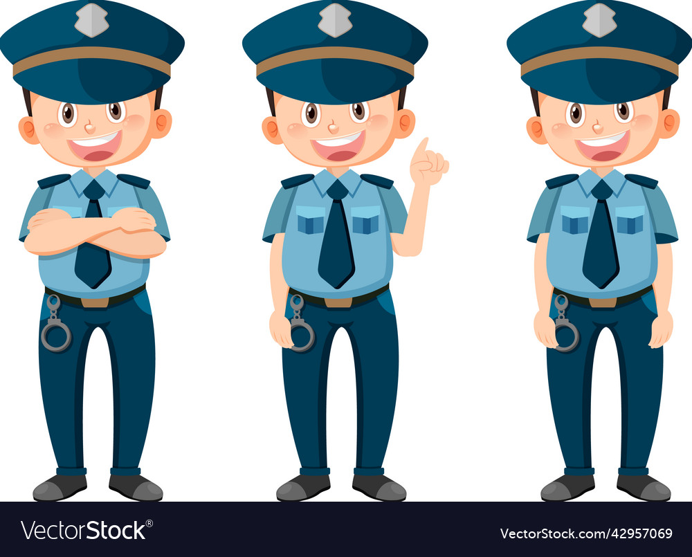 Set of police man cartoon character Royalty Free Vector