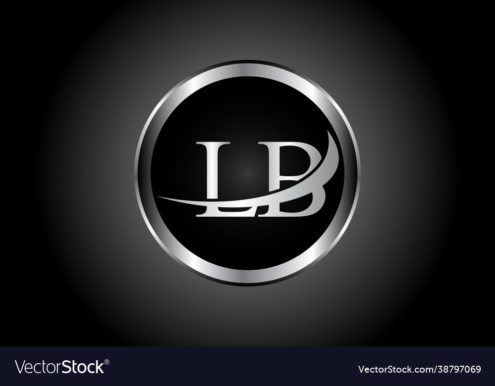 Silver letter lb metal combination alphabet logo