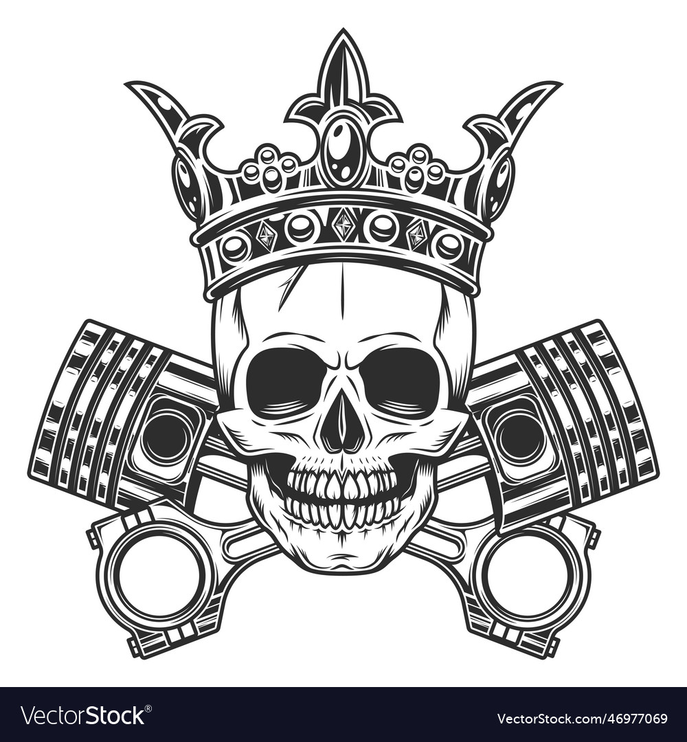 Skull with Crown and Pistons