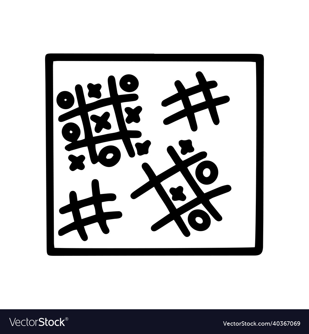 Doodle tic tac toe game Royalty Free Vector Image