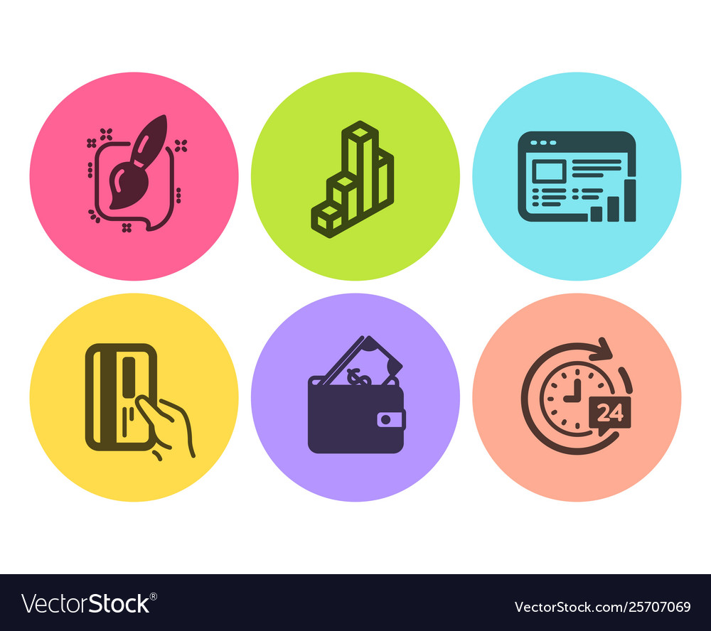 Wallet web report and 3d chart icons set payment vector image Wallet web report and 3d chart icons set payment
