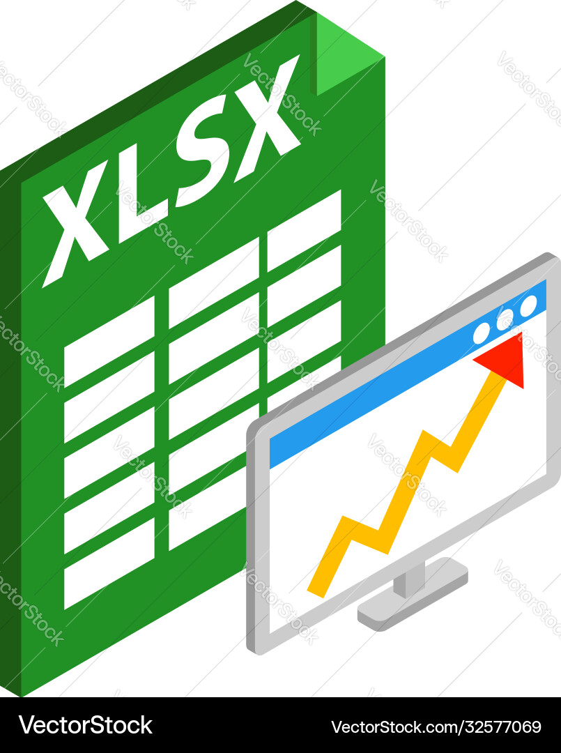 Xlsx file icon isometric style Royalty Free Vector Image