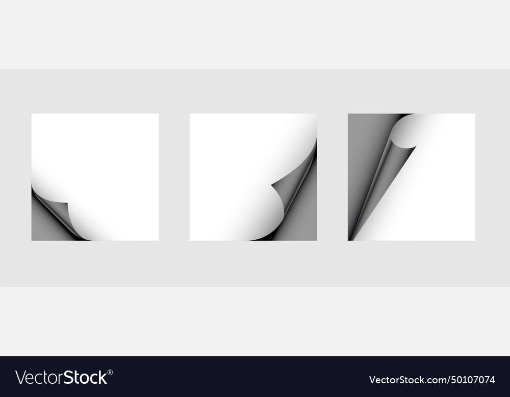 Collection of empty sheet curl sticker mockup