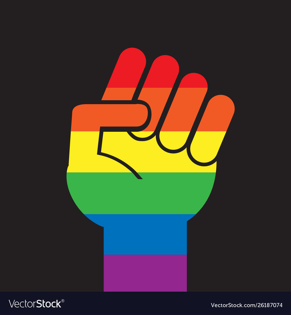 Flat Cartoon Lgbt Rainbow Flag Pride Fist Vector Image