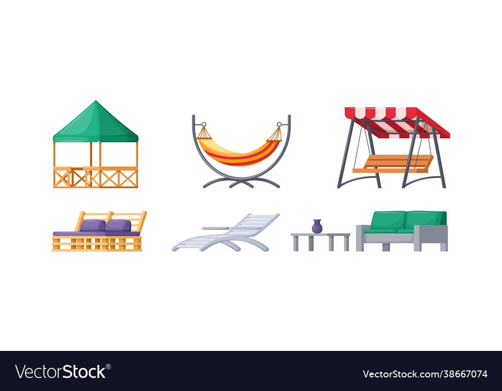 Garden Outdoor Furniture Set Swing Bench Seat Bag Vector Image Garden Outdoor Furniture Set Swing, Outdoor Furniture Swinging Bench
