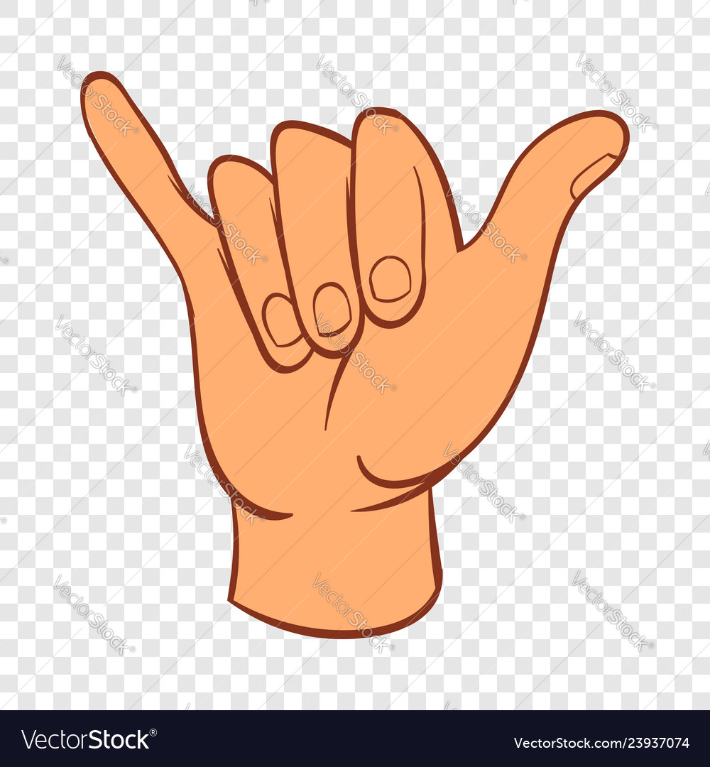 Hang Loose Hand Gesture Icon Cartoon Style Vector Image