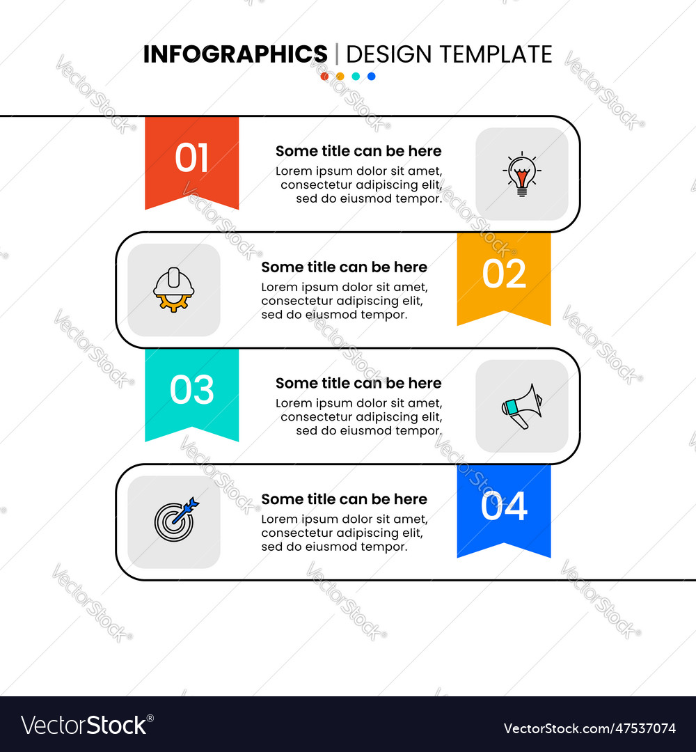 Infographic template line with 4 steps and numbers Vector Image Infographic template line with 4 steps and numbers