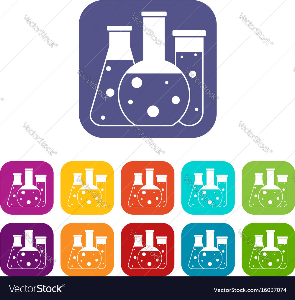 Laboratory flasks icons set Royalty Free Vector Image