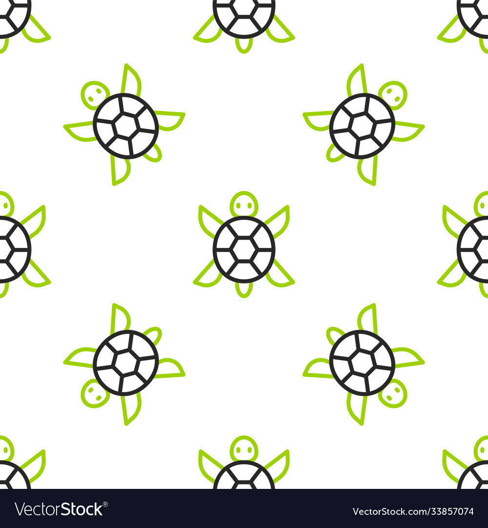 Line turtle icon isolated seamless pattern