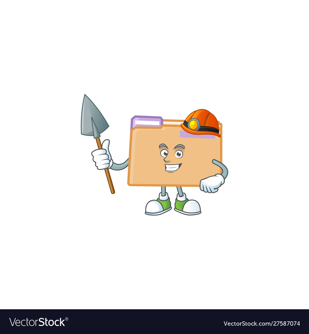 Miner folder for storage with character shape vector image Miner folder for storage with character shape