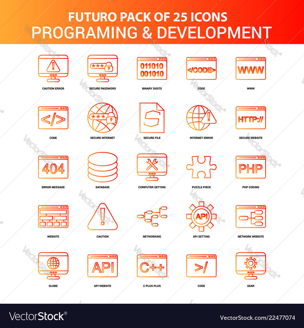 Orange futuro 25 programming and development Vector Image Orange futuro 25 programming and development