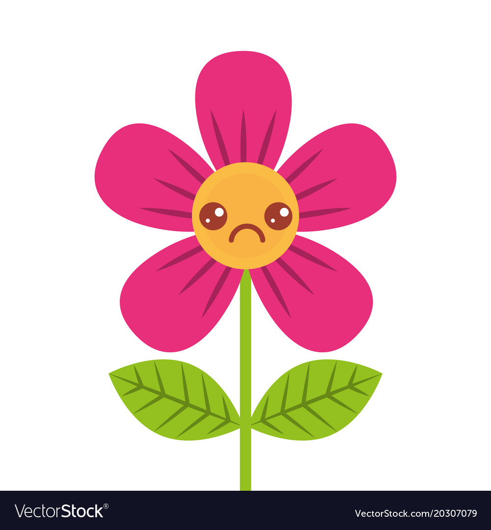 Beautiful sad flower kawaii cartoon Royalty Free Vector