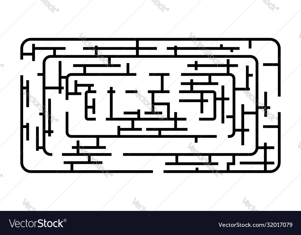 Black rectangle rounded corner maze isolated