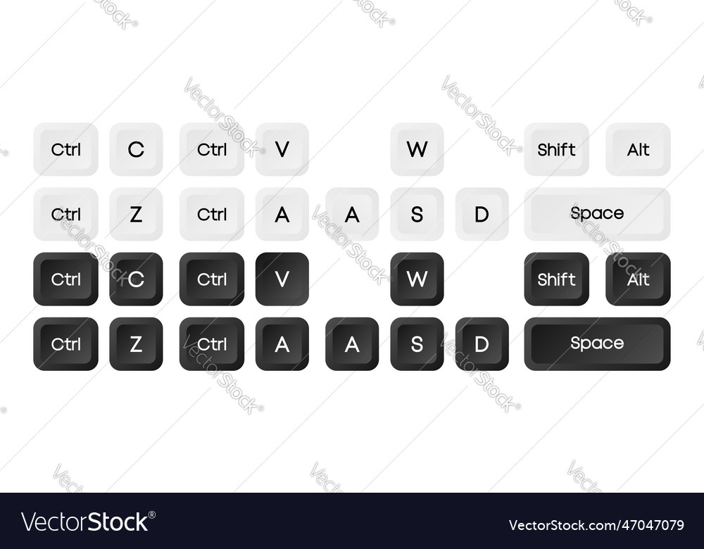 Computer key combinations set vector image Computer key combinations set