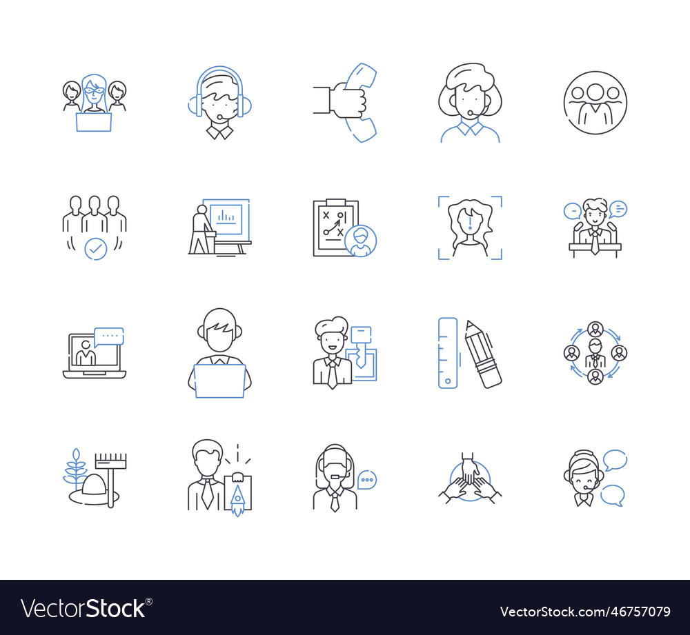 Empoyee workflow outline icons collection Vector Image Empoyee workflow outline icons collection