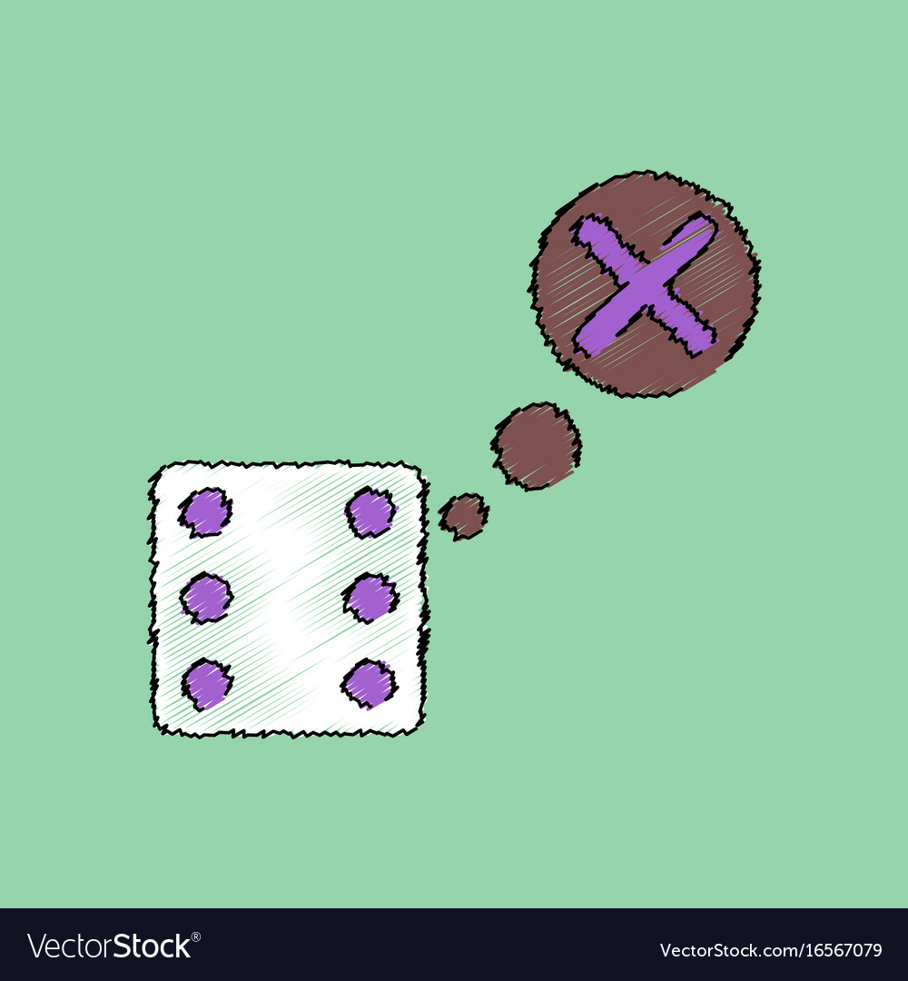 Flat shading style icon dice and x mark