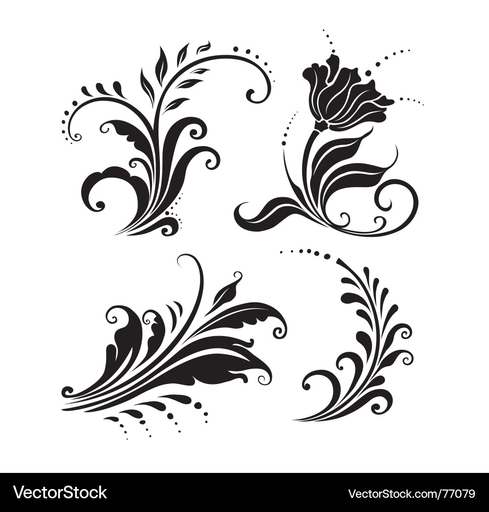 Floral elements set Royalty Free Vector Image - VectorStock