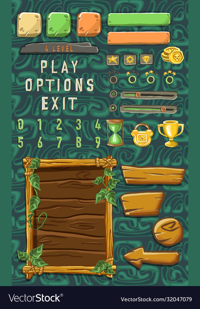 Spielvorlage mit Elementen Objekten Vector Image Spielvorlage mit Elementen Objekten