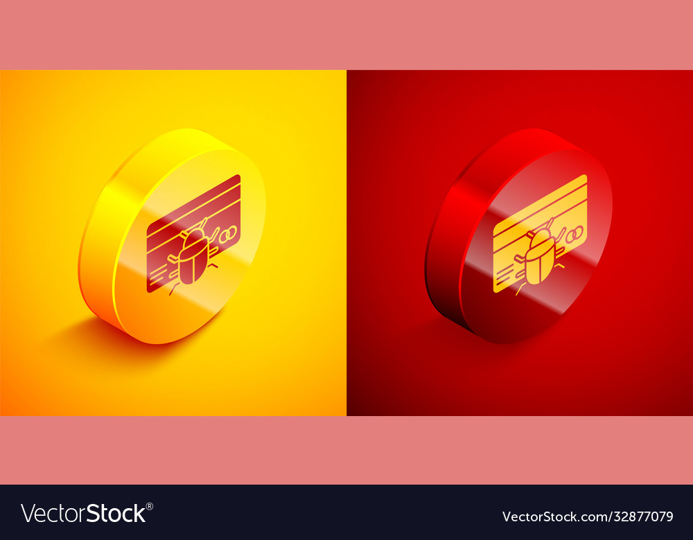 Isometric system bug in credit card icon isolated vector image Isometric system bug in credit card icon isolated