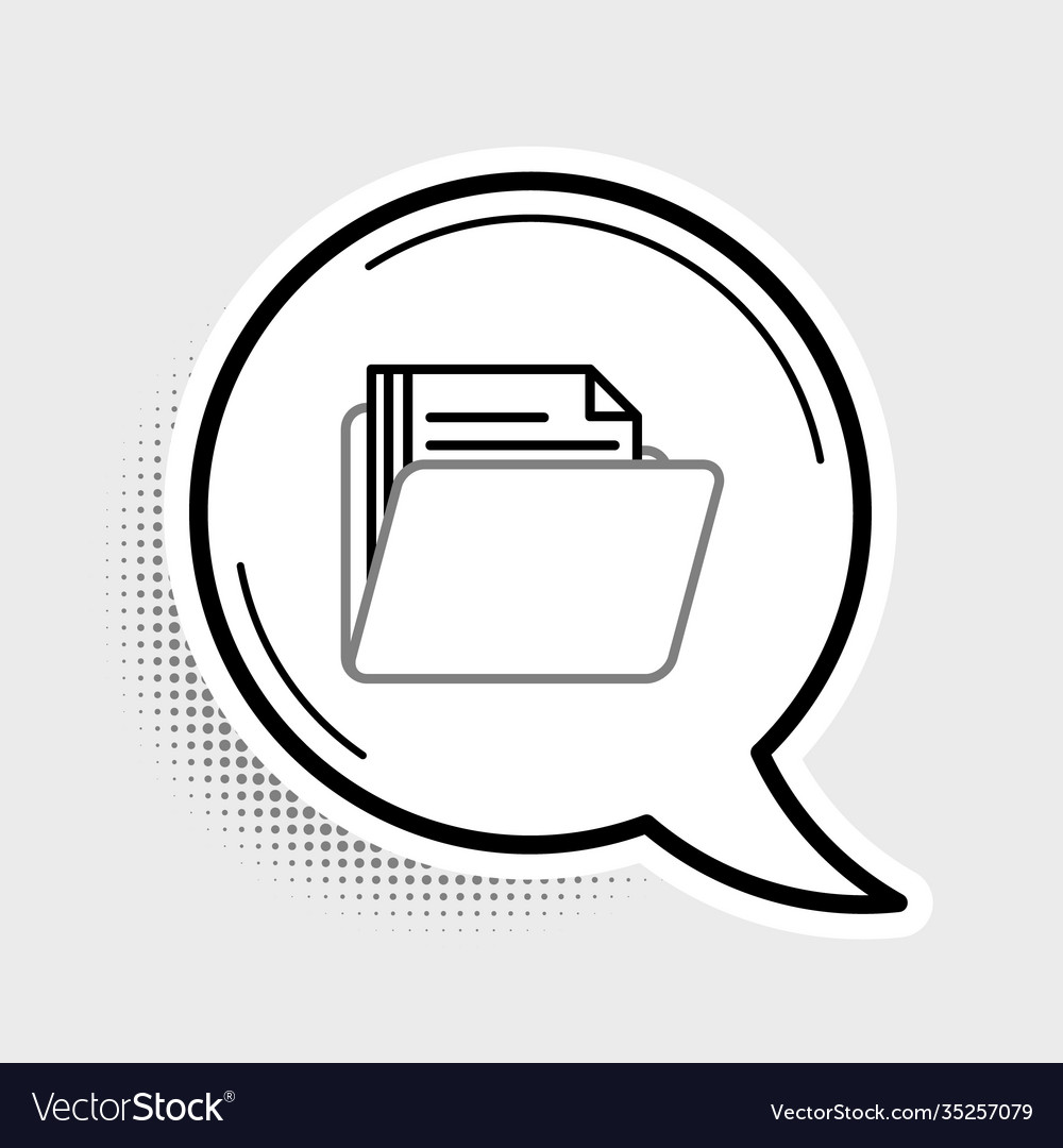 Line document folder icon isolated on grey