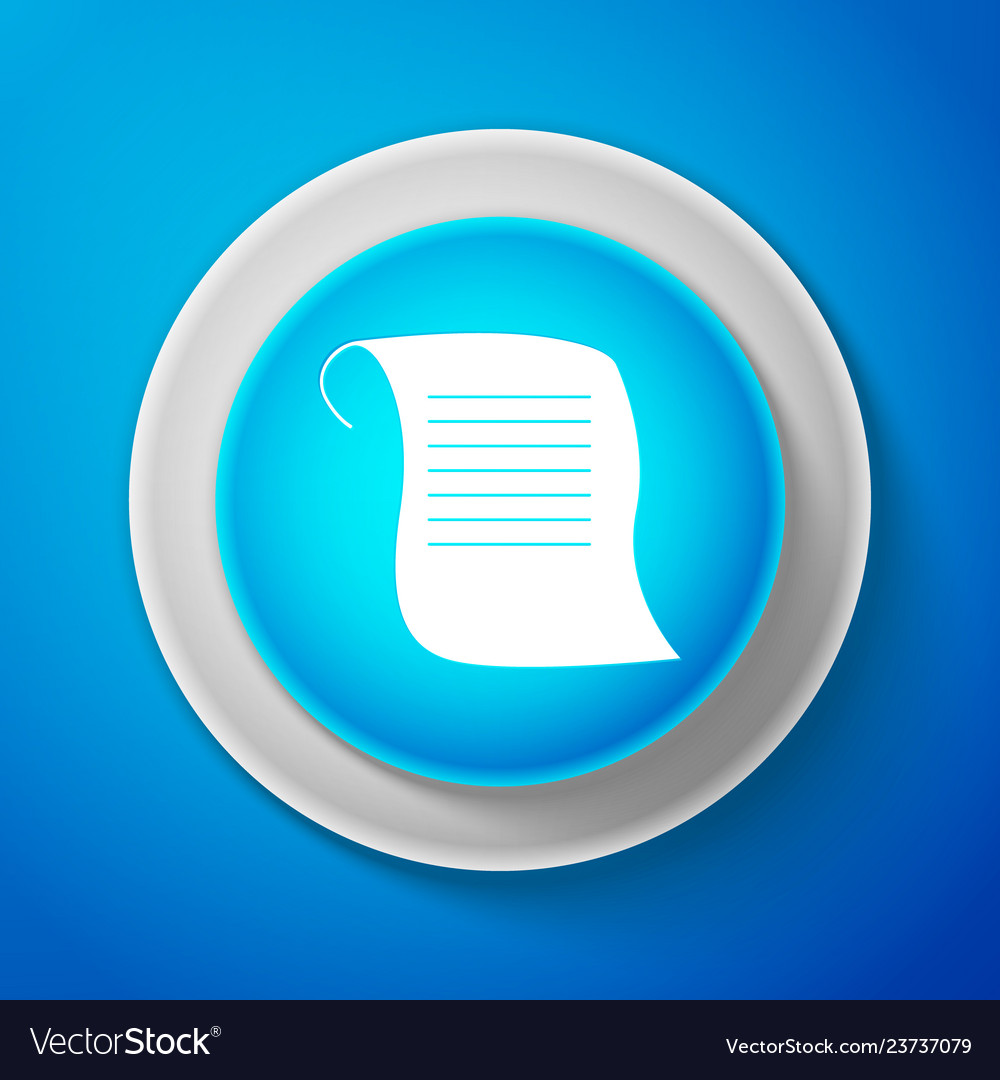 Paper scroll icon isolated on blue background vector image Paper scroll icon isolated on blue background