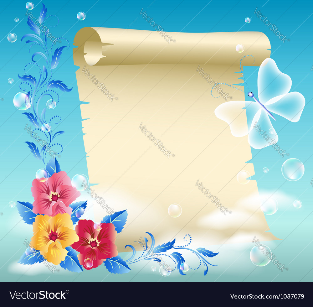 Parchment Scroll with Flowers