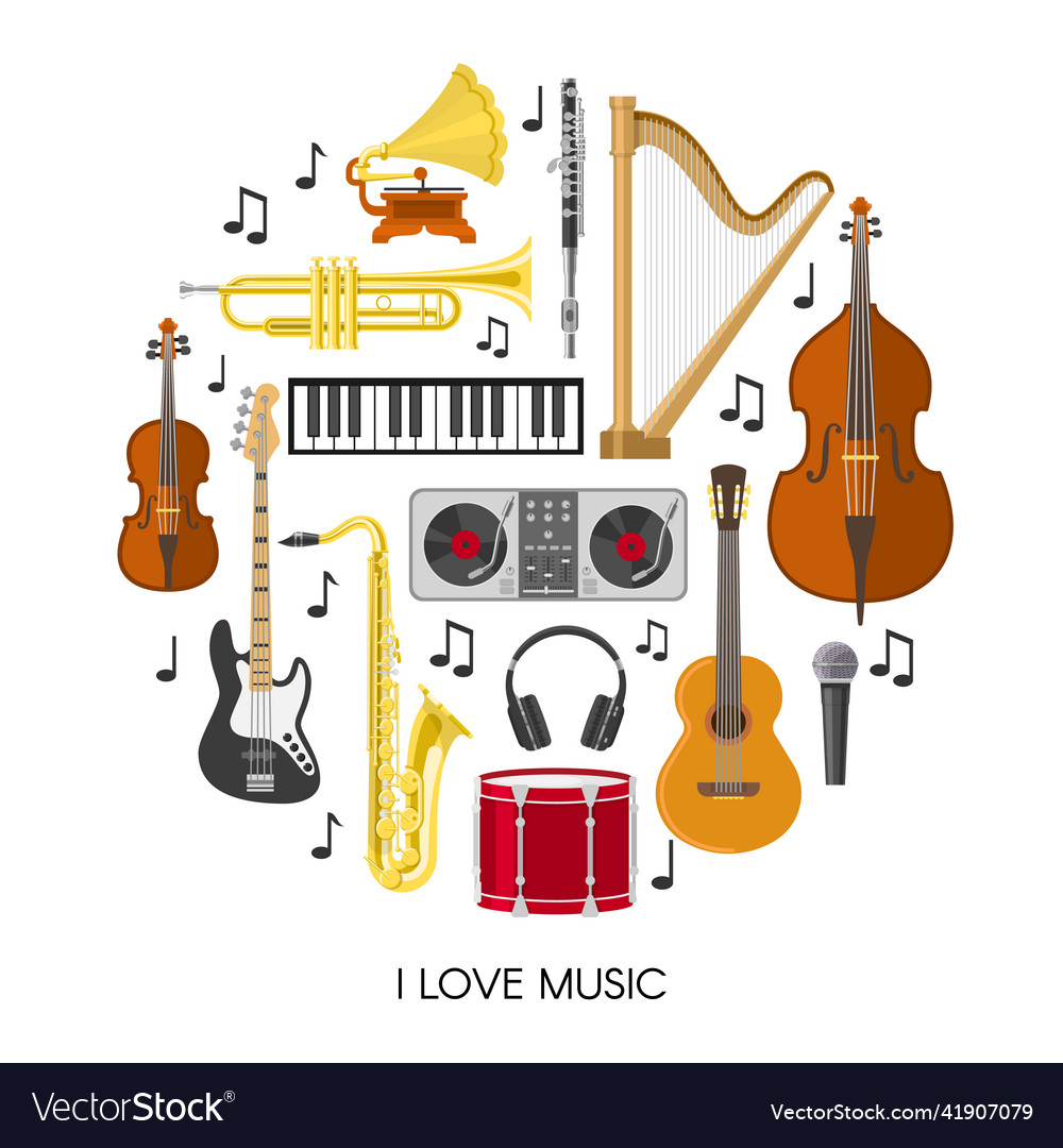 Round music composition Royalty Free Vector Image