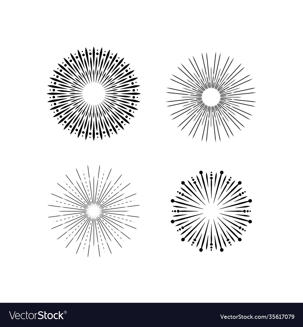 Set light rays sunburst and sun