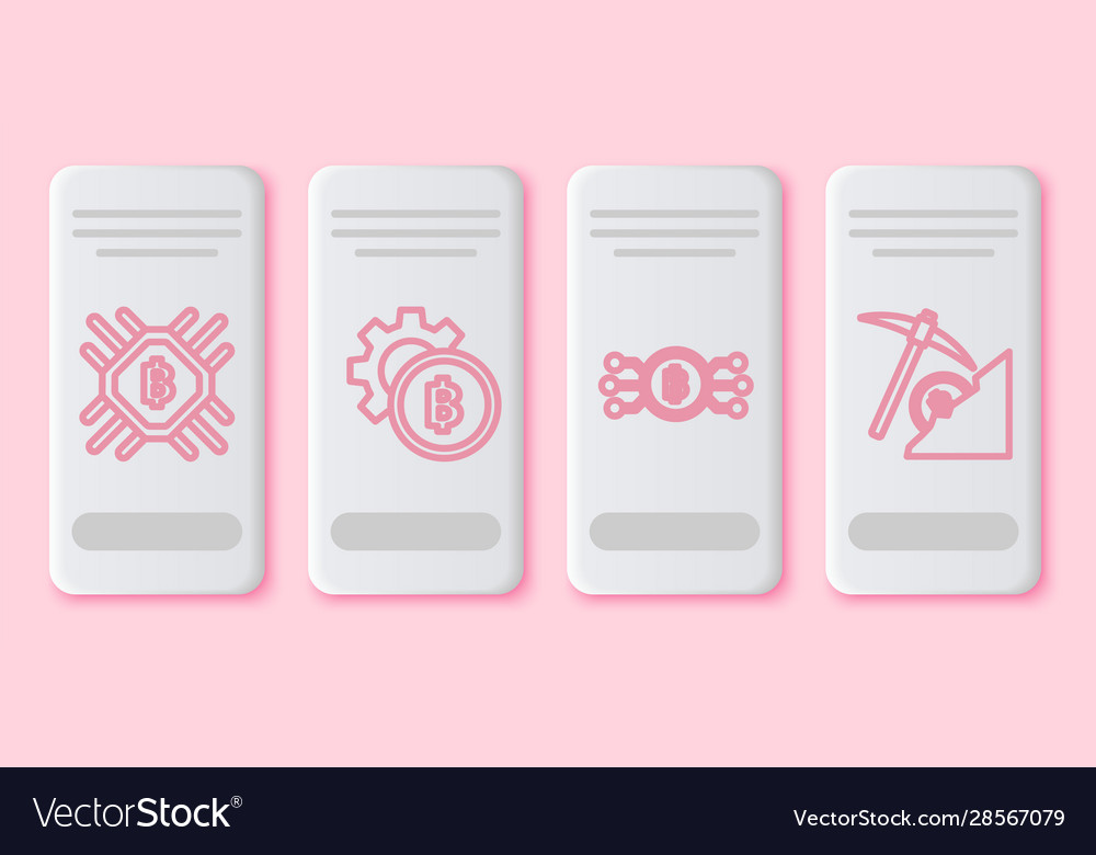 Set line cpu mining farm cryptocurrency coin vector image Set line cpu mining farm cryptocurrency coin