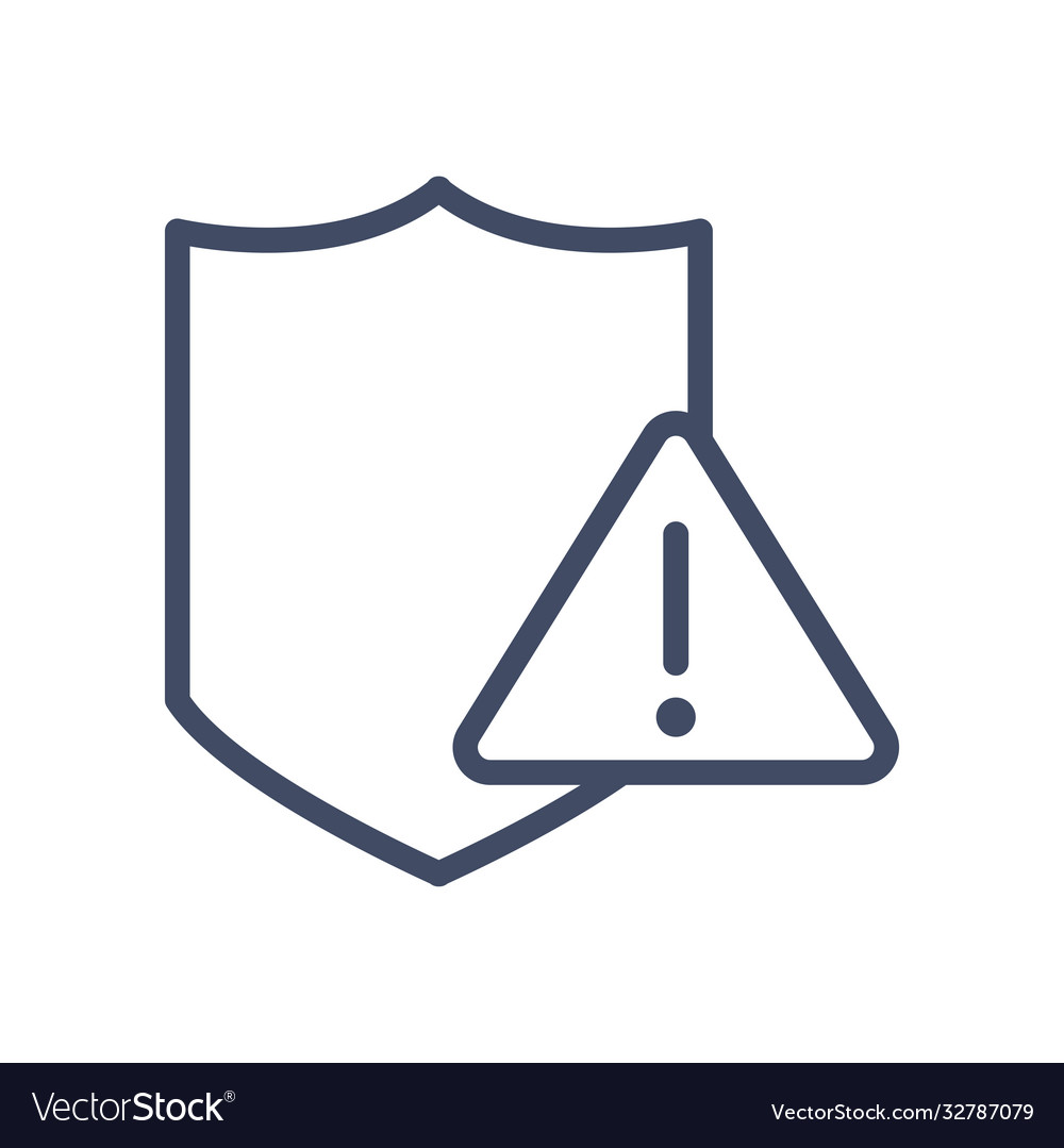 Shield with warning triangle line style icon