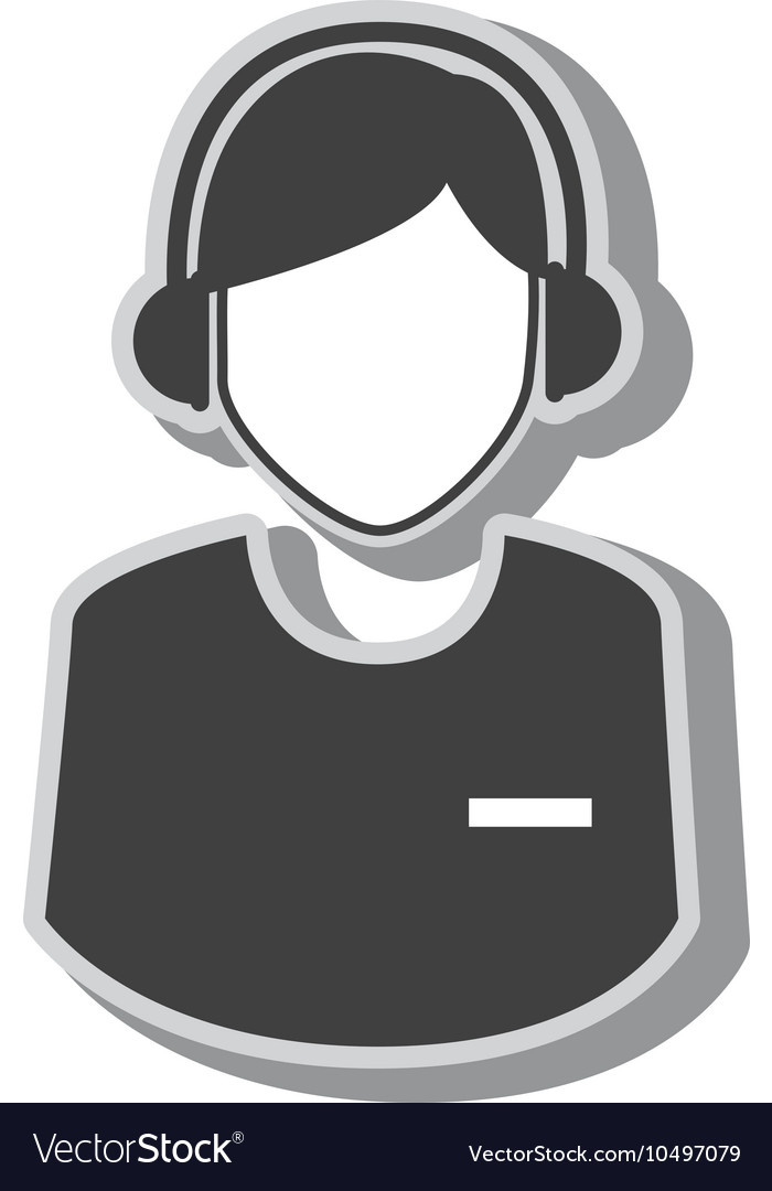 Silhouette person call center headphone isolated