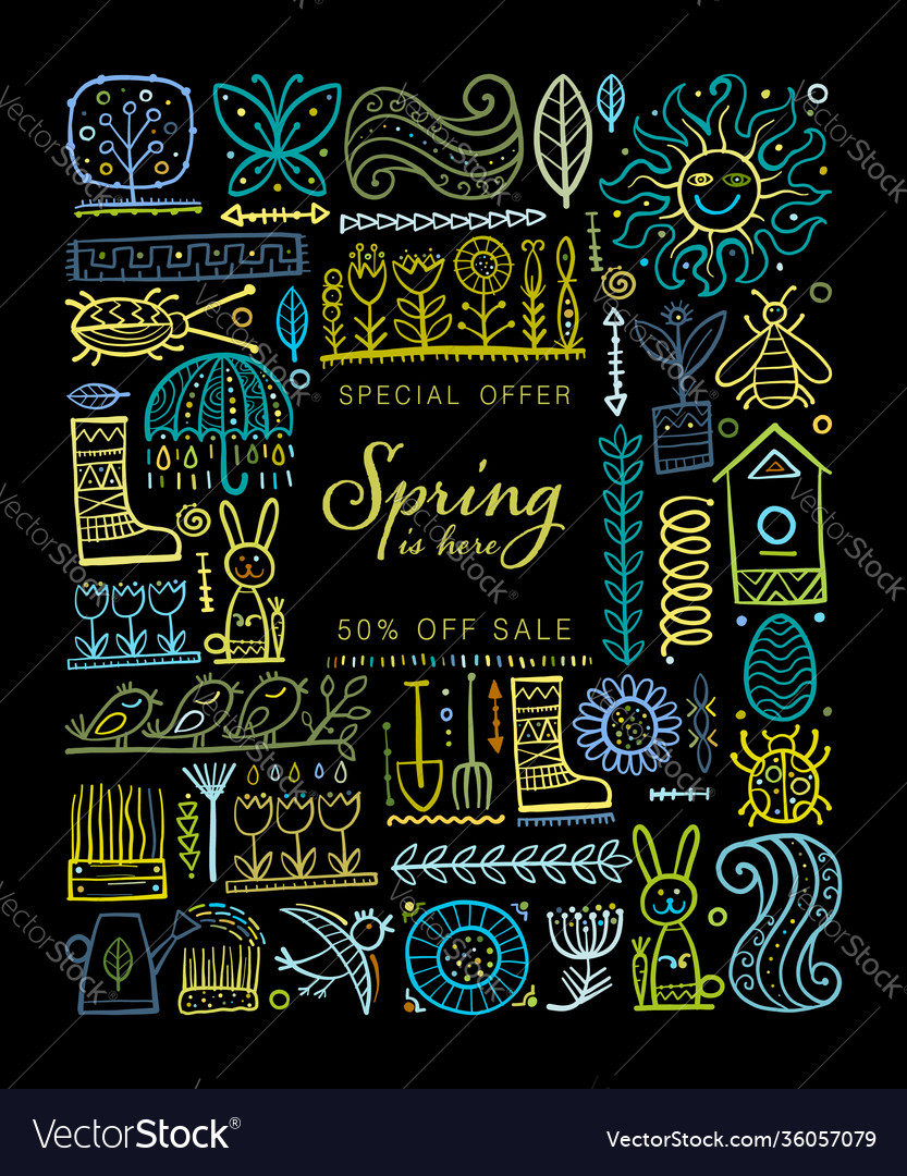 Spring time background gardening frame design