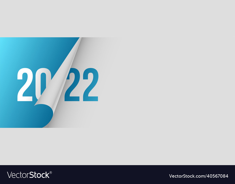 2022 new year banner in page curl style