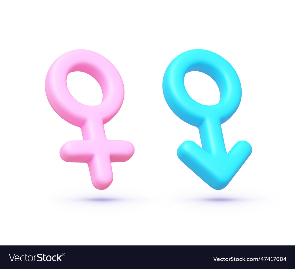 3d female and male symbol icons on white vector image