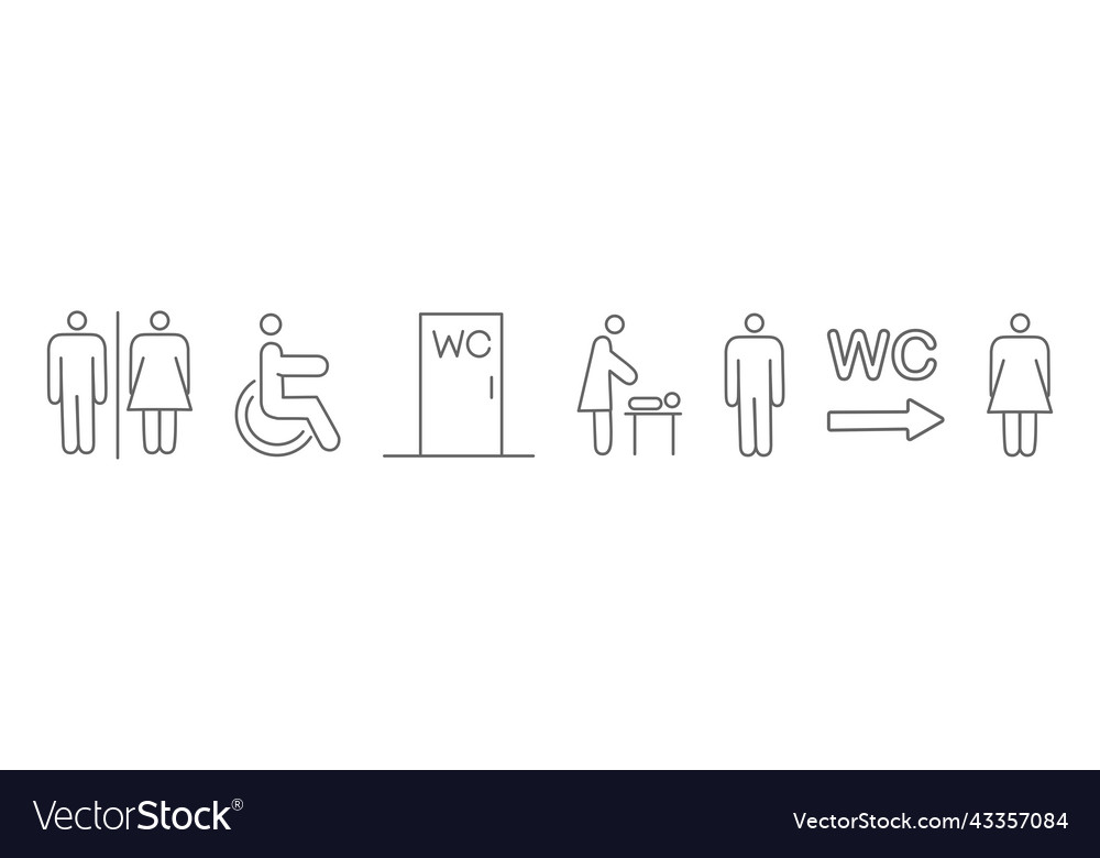 A set of toilet navigation icons wayfinding wc vector image A set of toilet navigation icons wayfinding wc