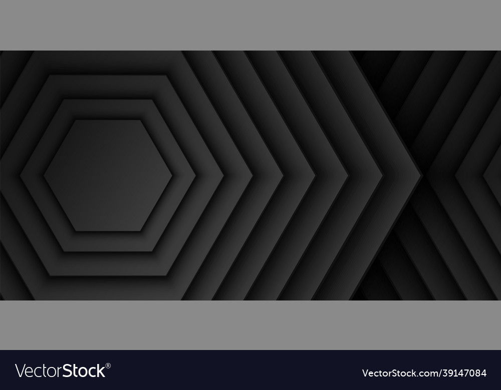 Abstract black hexagonal overlap layer background vector image Abstract black hexagonal overlap layer background