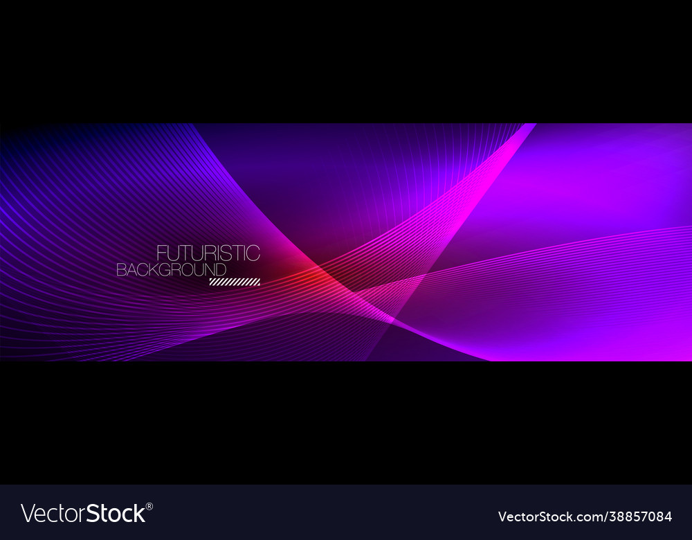 Abstract neon glowing light in dark with waves Vector Image