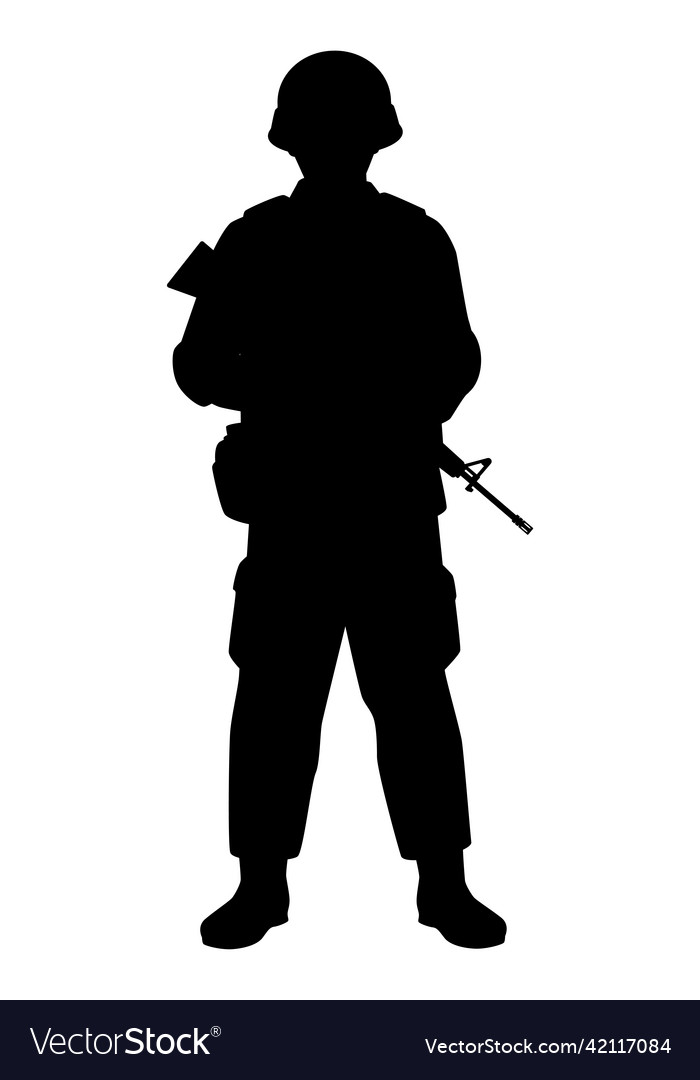 Armee Soldat Silhouette auf weiß vector image Armee Soldat Silhouette auf weiß