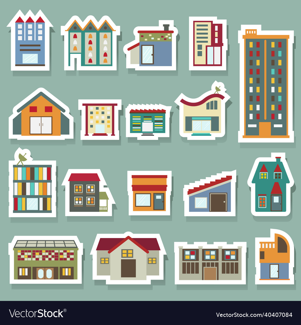 Building icons set vector image Building icons set