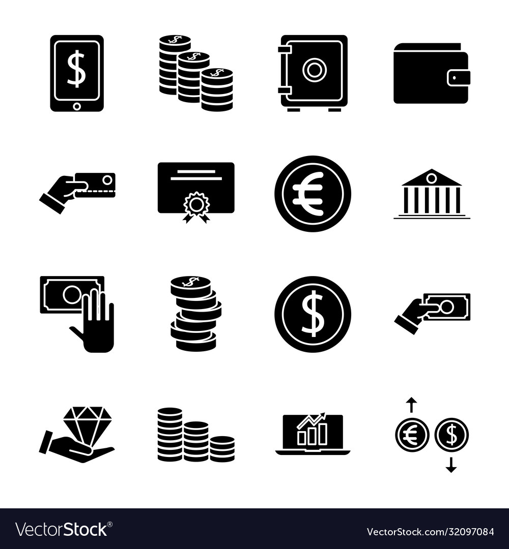 Bundle money set icons