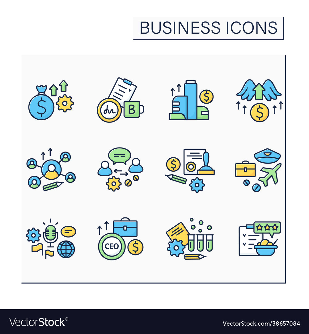 Business color icons set vector image Business color icons set