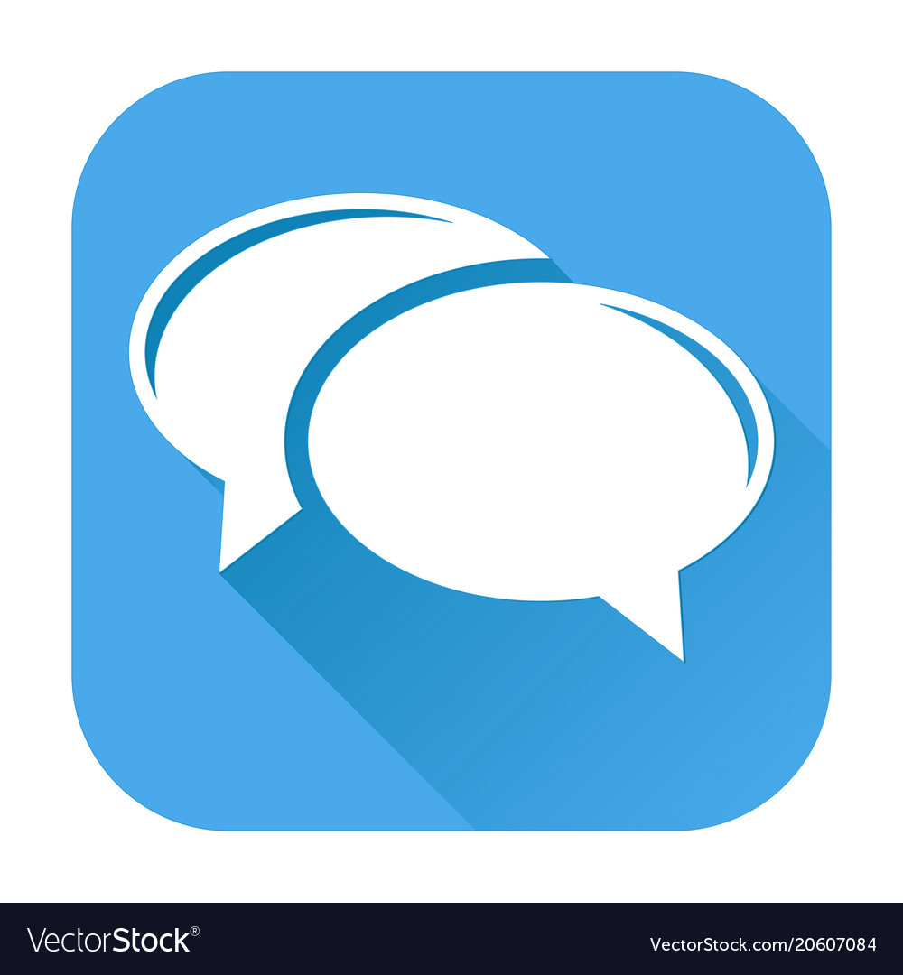 Chat Icon White Silhouette On Blue Square Vector Image