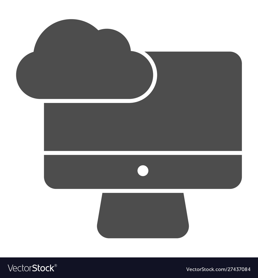 Desktop cloud computing solid icon synchronize vector image Desktop cloud computing solid icon synchronize